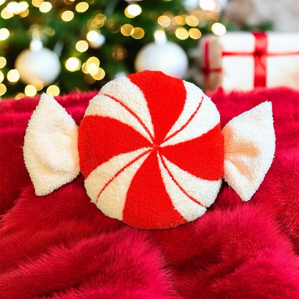 New Target Wondershop Christmas Peppermint Candy Plush Throw Pillow Holiday Deco